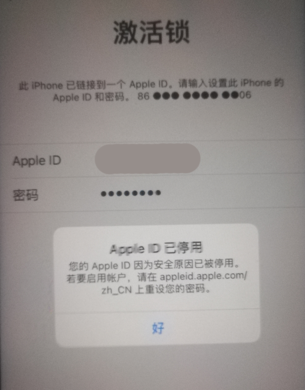 安福苹果手机维修分享iPhone 12 出现提示“Apple ID 已停用”怎么办 